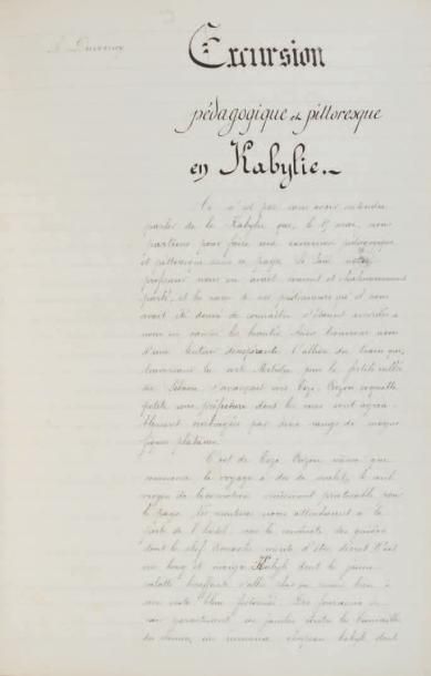 [École Normale d'Instituteurs d'Alger-Bouzaréah] Voyage dans la grande Kabylie. 1898-99....