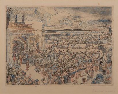 James ENSOR (1860 - 1949) Triomphe romain, 1889
Eau forte sur papier japon rehaussée...