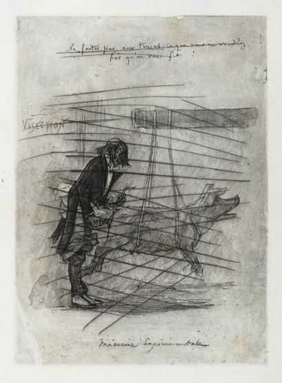 Félicien Rops (1833-1898) Médecine expérimentale
Gravure rayée.
H_22,5 cm L_16,3...