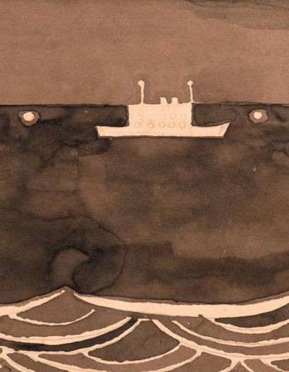 JEAN BRUSSELSMANS (1884-1953) Marine, 1937
Aquarelle et lavis sur papier.
Signée...