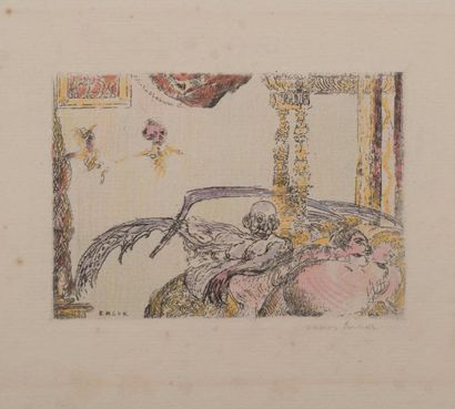 James ENSOR (1860 - 1949) La luxure, 1888
Eau forte sur papier vergé rehaussée à...