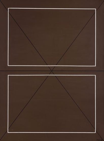 Jo Delahaut (1911-1992) Aire brune
Acrylique sur toile.
Signée en bas à droite et...