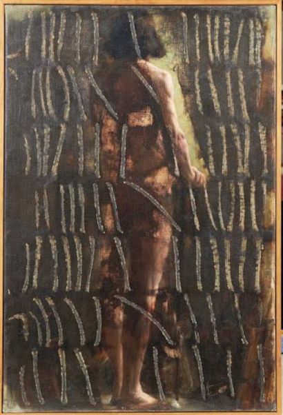 Christian JACCARD (né en 1939) 
Femme nue de dos devant une bibliothèque, 1981
Technique...