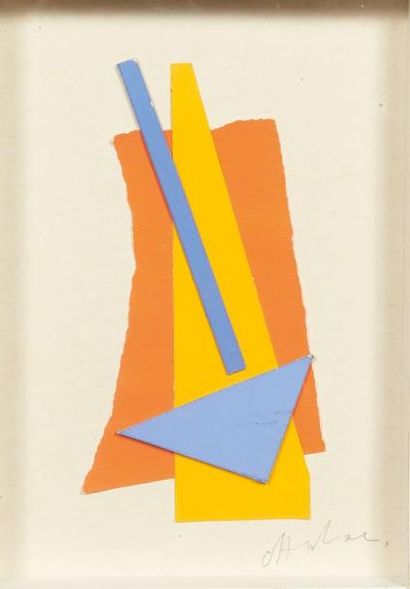 Albert CHUBAC (1925-2008) 
Composition abstraite
Technique mixte: collage et gouache...
