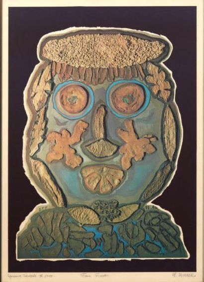 PHILIPPE DEREUX (1919-2001) 
Faire front
Lithographie en couleurs.
Epreuve d'artiste.
Signée...