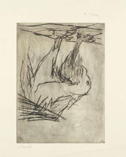 Georg BASELITZ (né en 1938) 
Adler, 1981
Eau forte imprimée en noir.
Signée en bas...