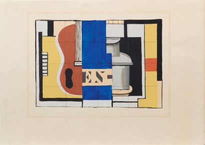 Fernand LEGER (d'après) (1881-1955) 
L'Encrier, 1933
Pochoir en couleurs.
Timbre...