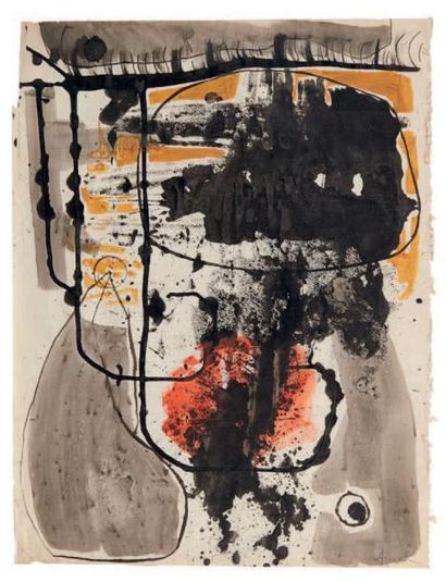 François ARNAL (1924-2012) 
Composition
Acrylique sur papier.
Signée en bas à droite.
H_53,5...