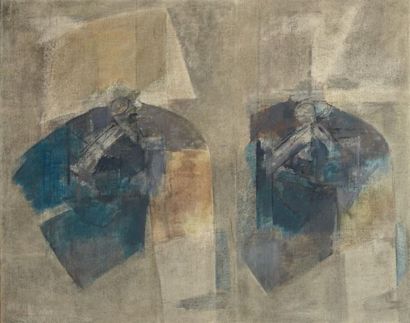 Albert BITRAN (né en 1929) 
Double verticale 1978-1984
Huile sur toile.
Signée en...