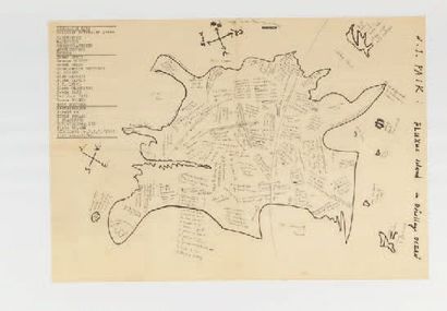 NAM JUNE PAIK (1932-2006) 
Fluxus Island, 1963
Sérigraphie.
Signée, datée et numérotée.
Edition...