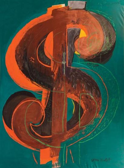 ULTRA VIOLET (1935-2014) 
Dollar
Huile sur toile.
Signée en bas à droite.
H_250 cm...