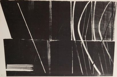 Hans HARTUNG (1904-1989) 
La farandole Lithographie en noir et blanc.
Annotée HC...