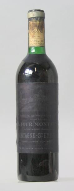 null 1 BOUTEILLE CHÂTEAU LA TOUR MONT D'OR MONTAGNE ST. EMILION 1959
Étiquette tachée,...