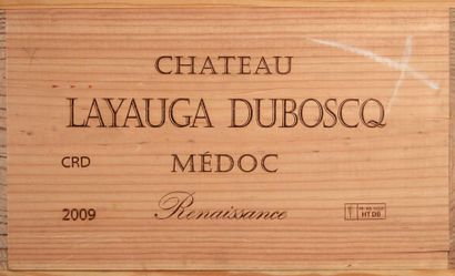 null 6 MAGNUMS CHÂTEAU LAYAUGA DUBOSCQ «Cuvée Renaissance»
MÉDOC 2009
Caisse bois...
