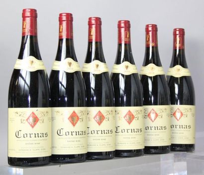 null 6 BOUTEILLES CORNAS A. CLAPE 2010 1 étiquette griffée.
1 label scratched.