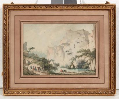 Jacques-François SWEBACH (1769-1823) Les bohémiens assoiffés

Aquarelle.

H_16,5...