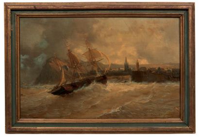 Jean-Baptiste Henri DURAND-BRAGER (1814-1879) Marine, 1851

Huile sur toile.

Signée...