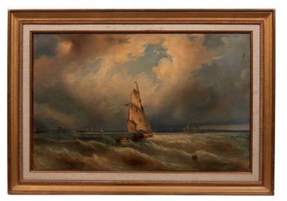 F PENOT Marine

Huile sur toile.

H_39,5 cm L_62,5 cm

Signé et daté 1854 en bas...