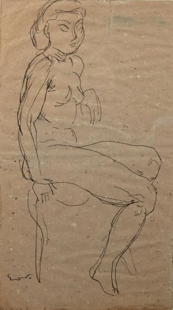 ACHILLE-EMILE OTHON FRIESZ (1879-1949) Nu assis, Encre sur papier.

Cachet de la...