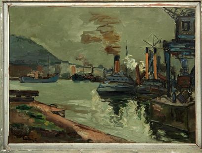 Fernand HERBO (1905-1995) Port à Honfleur

Huile sur toile.

Signée en bas à droite.

H_60...
