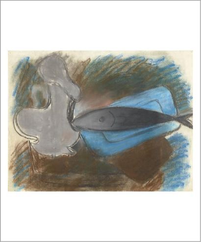 Georges BRAQUE (1882-1963) 
La maquereau, 1944
Pastel sur papier.
Pastel on paper.
H_48...