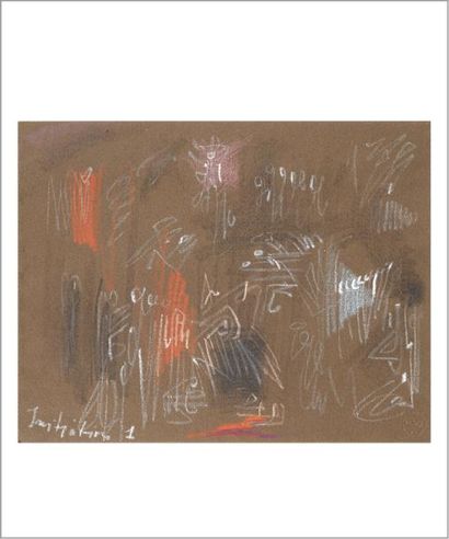 André MASSON (1896-1987) Initiation I, 1956 Pastel sur papier brun. Timbre sec de...