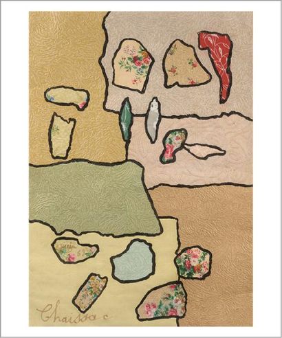 Gaston CHAISSAC (1910-1964) 
Composition abstraite, 1963
Collages de papiers de tapisserie...