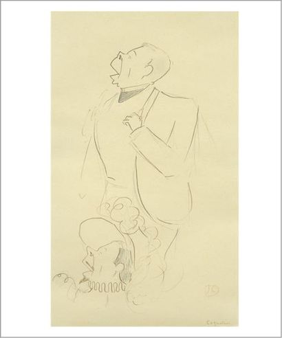Jean COCTEAU (1889-1963) 
Coquelin, circa 1906-1907
Dessin à la plume et au crayon...