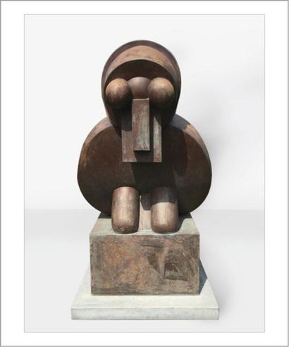 Franco ADAMI (né en 1933) 
Casque
Sculpture en bronze.
Bronze sculpture.
H_165 cm...