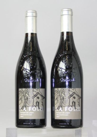  2 bouteilles CHATEAUNEUF DU PAPE " La Folie" DOMAINE BOSQUET DES PAPES 2007