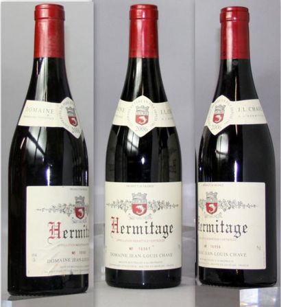 null 3 bouteilles HERMITAGE ROUGE - J. L. CHAVE 2006 2 étiquettes légèrement tachées....