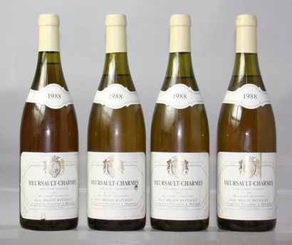  4 bouteilles MEURSAULT "CHARMES" - Domaine MILLOT BATTAULT 1988 Etiquettes marquées,...