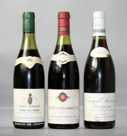  lot de 3 bouteilles de BOURGOGNES ROUGES DIVERS : 1 Bouteille BOURGOGNE "Leroy d'Auvenay"...