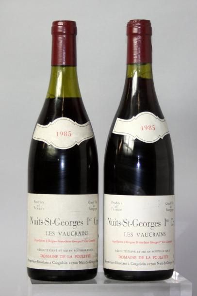  2 bouteilles NUITS St. GEORGES 1er cru "Les Vaucrains" Domaine de la POULETTE 1985...
