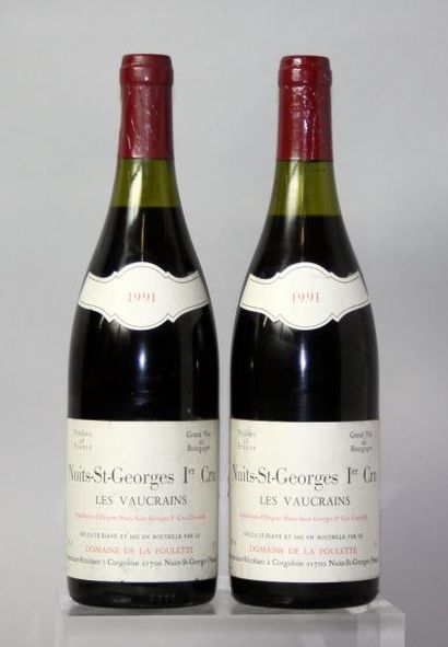 2 bouteilles NUITS St. GEORGES 1er cru "Les Vaucrains" Domaine de la POULETTE 1991...