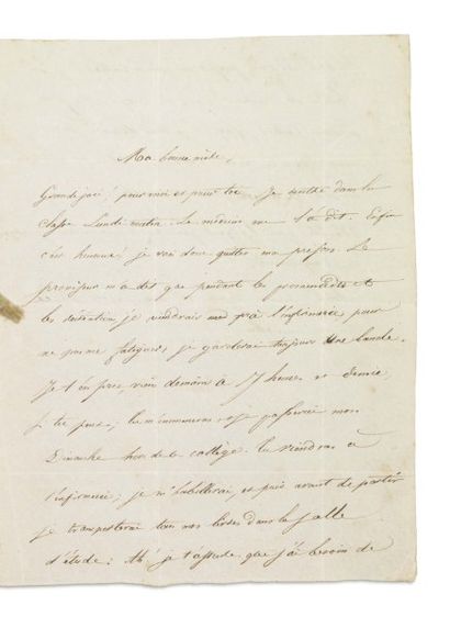 BAUDELAIRE Charles (1821-1867) L'illustre auteur des fLeurs du maL. Lettre autographe...