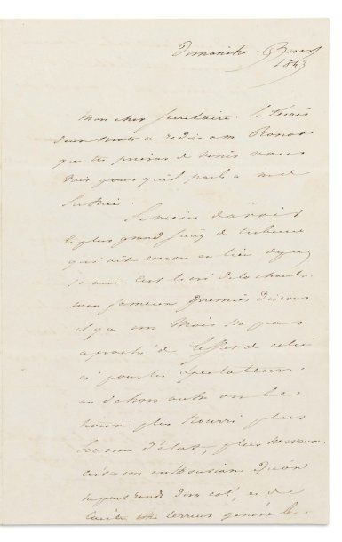 LAMARTINE, Alphonse de (1790-1869) Ecrivain et homme politique français. Lettre autographe...