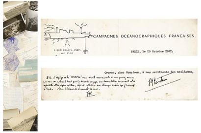 OCÉANOGRAPHIE - Cousteau, Tailliez, Tazieff, Caillaux, cdt Brenot, etc. Dossier d'environ...