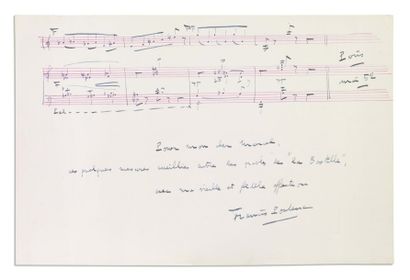 POULENC Francis (1899-1963) Compositeur français. Musique autographe signée et dédicacée,...