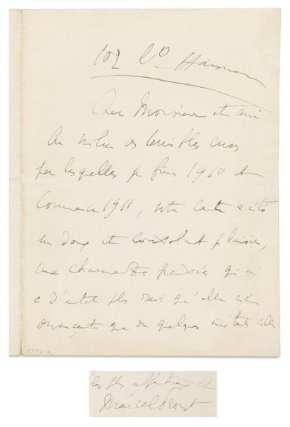 PROUST Marcel. Lettre autographe signée « Marcel Proust », 3 pages pleines in-8 ;...