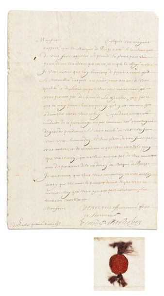 [Duels] RICHELIEU, Armand Jean du Plessis, cardinal de. Lettre signée « Le card....
