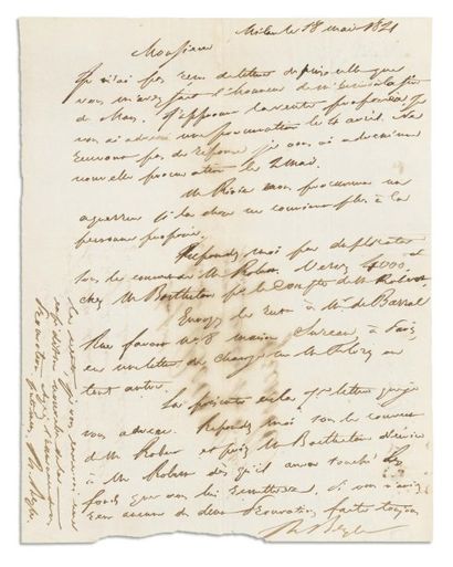 STENDHAL, Henri Beyle, dit (1783-1842) Ecrivain français. Lettre autographe signée...