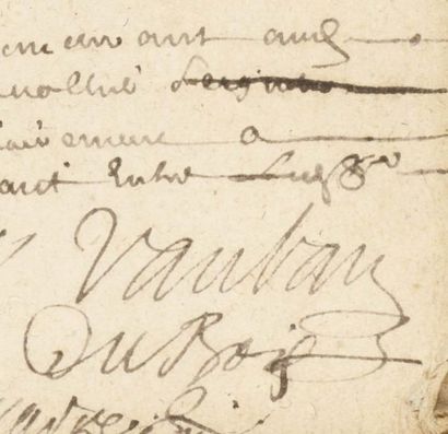 VAUBAN, Sébastien Le Prestre de (1633-1707) Maréchal de France. Pièce signée, 1 page...
