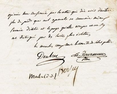 CAMPAGNE D'ITALIE 1795 - Lettre au général Schérer. Pièce signée par Boissy d'Anglas...