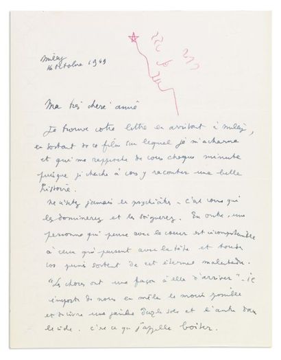 COCTEAU Jean. Lettre autographe signée « Jean », 2 pages pleines in-4 ; Milly, 14...