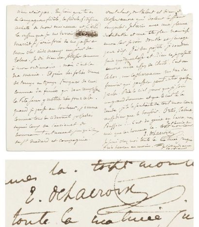 DELACROIX Eugène (1798-1863) Peintre majeur du romantisme. Lettre autographe signée,...
