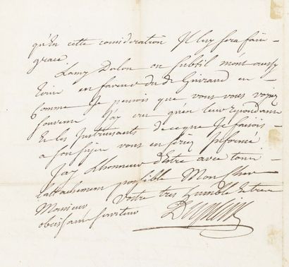 DUPLEIX Joseph (1697-1763) Gouverneur général des Indes. Lettre autographe signée,...