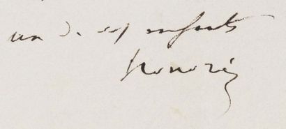 BALZAC, Honoré de (1799-1850) Ecrivain, auteur de La comédie Humaine. Lettre autographe...