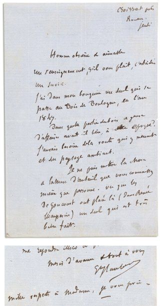 FLAUBERT Gustave (1821-1880) Ecrivain français. Lettre autographe signée, 2 pages...