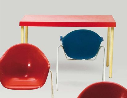 Walter Papst (né en 1924) Table et sa chaise en polyester renforcé de fibre de verre...